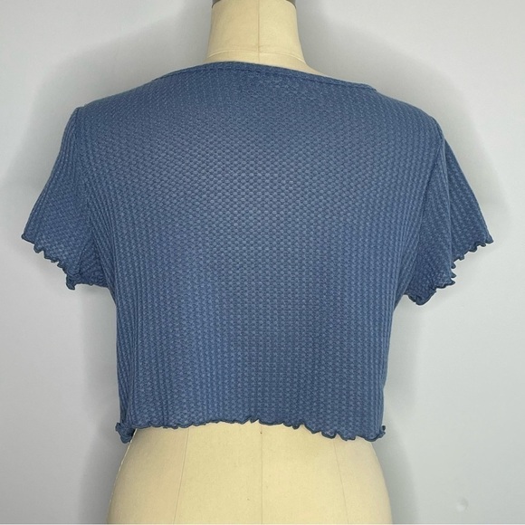 SHEIN Curve EZwear Lettuce Edge Button Front Waffle Knit Top- Size 2XL - Picture 2 of 5